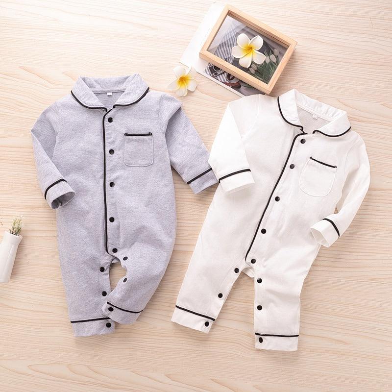 Baby Boys Girls Solid Color Long-sleeved Jumpsuit Home Service - PrettyKid