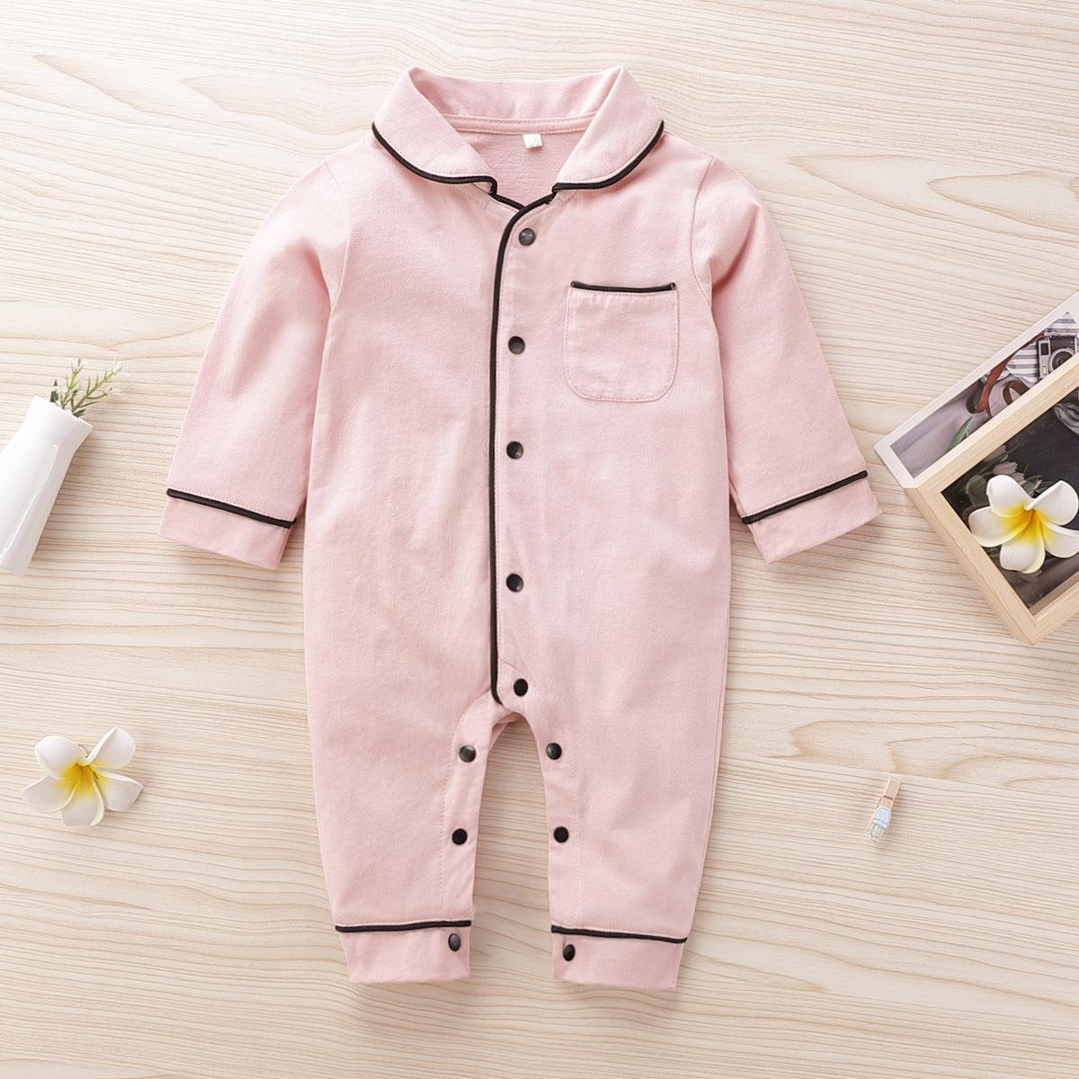 Baby Boys Girls Solid Color Long-sleeved Jumpsuit Home Service - PrettyKid