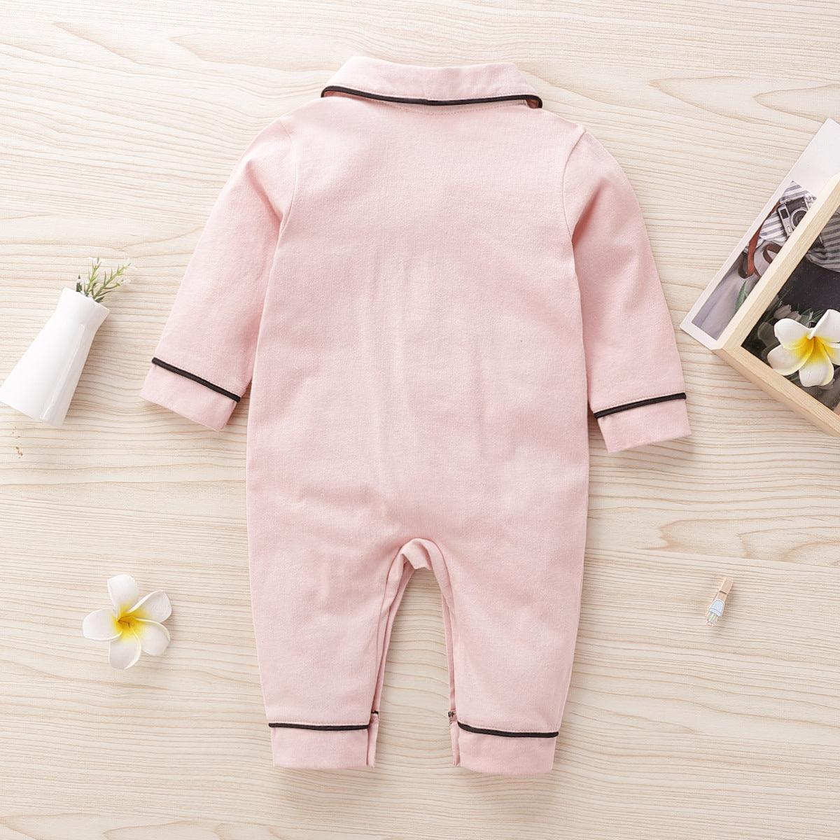 Baby Boys Girls Solid Color Long-sleeved Jumpsuit Home Service - PrettyKid