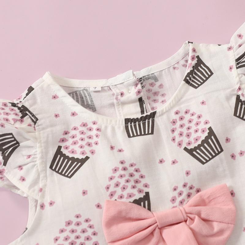 Grow Girl Ice Cream Pattern Top & Solid Color Shorts - PrettyKid