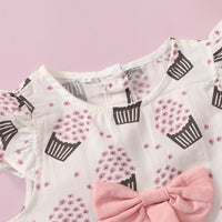 Grow Girl Ice Cream Pattern Top & Solid Color Shorts - PrettyKid