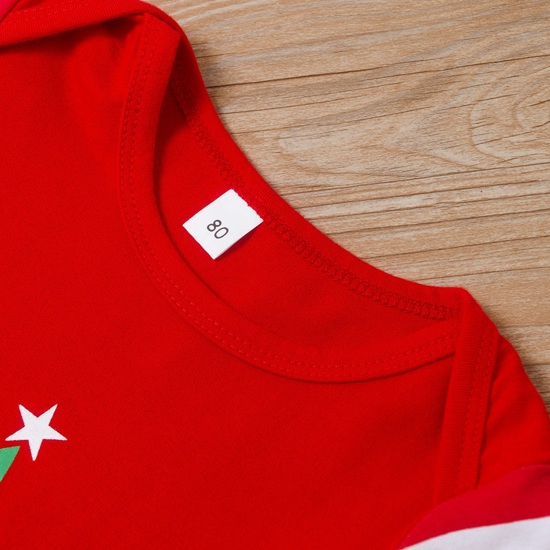 Toddler kids boys girlsââ‚?striped red letter print Christmas jumpsuit - PrettyKid