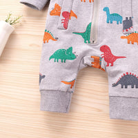 Toddler Boys Girls Dinosaur Cartoon Print Long Sleeve Jumpsuit - PrettyKid