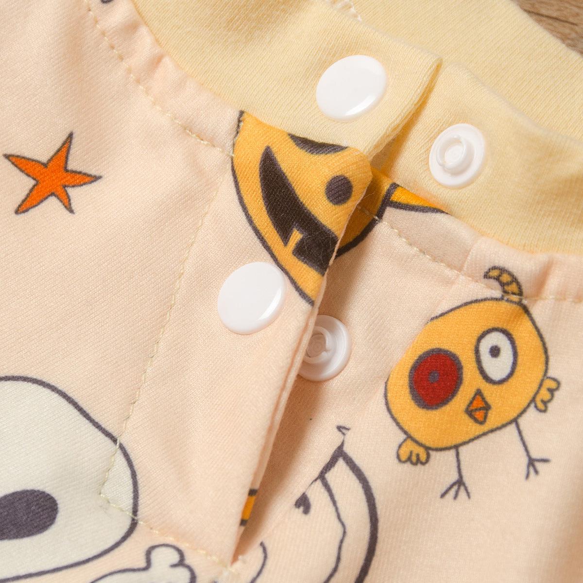 Baby boys girls' Halloween pumpkin long sleeve cartoon cat jumpsuit - PrettyKid