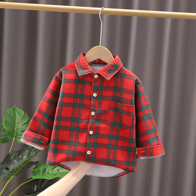 Checked Lapel Shirts Wholesale Toddler Boy Clothes - PrettyKid