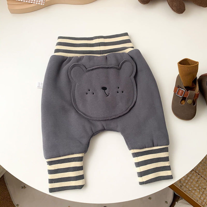 Baby Striped Bear High Waist Trousers Wholesale Baby Clothing - PrettyKid