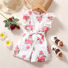 18M-6Y Toddler Girls Romper Flutter Sleeve Flower Wholesale Sunny Girl Clothing - PrettyKid