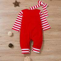 Toddler kids boys girlsââ‚?striped red letter print Christmas jumpsuit - PrettyKid