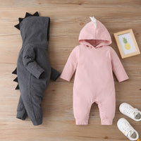 Baby Boys Girl Solid Cartoon Monster Shape Long Sleeve Hoodie Jumpsuit - PrettyKid