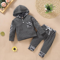 Toddler Boys Solid Leopard Long Sleeve Hoodie Set - PrettyKid