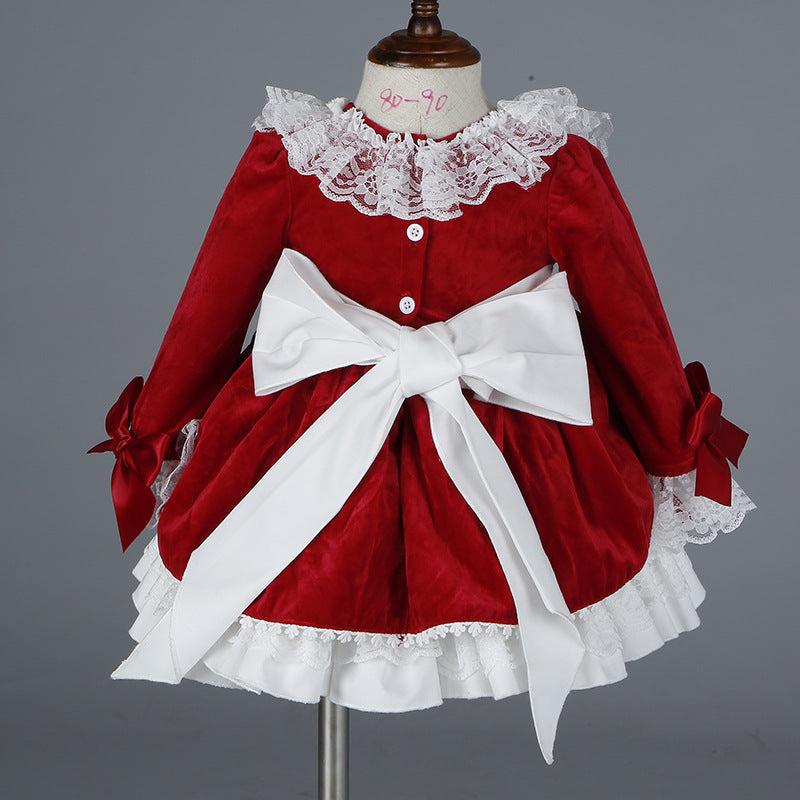 Spring New Red Lolita Girls' Dress Set - PrettyKid