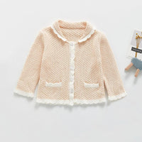 Baby Girl Lapel Collar Knit Cardigan - PrettyKid