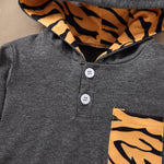 Toddler Boys Solid Leopard Long Sleeve Hoodie Set - PrettyKid