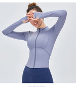Naked Sense of Sports Jacket Slim Slim Thin Yoga Clothes Female Zipper Long-sleeved Fitness Tops Women - PrettyKid