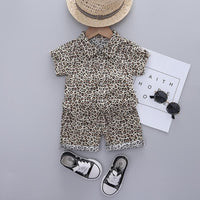 Grow Boy Golden Leopard Cotton Print Suit - PrettyKid