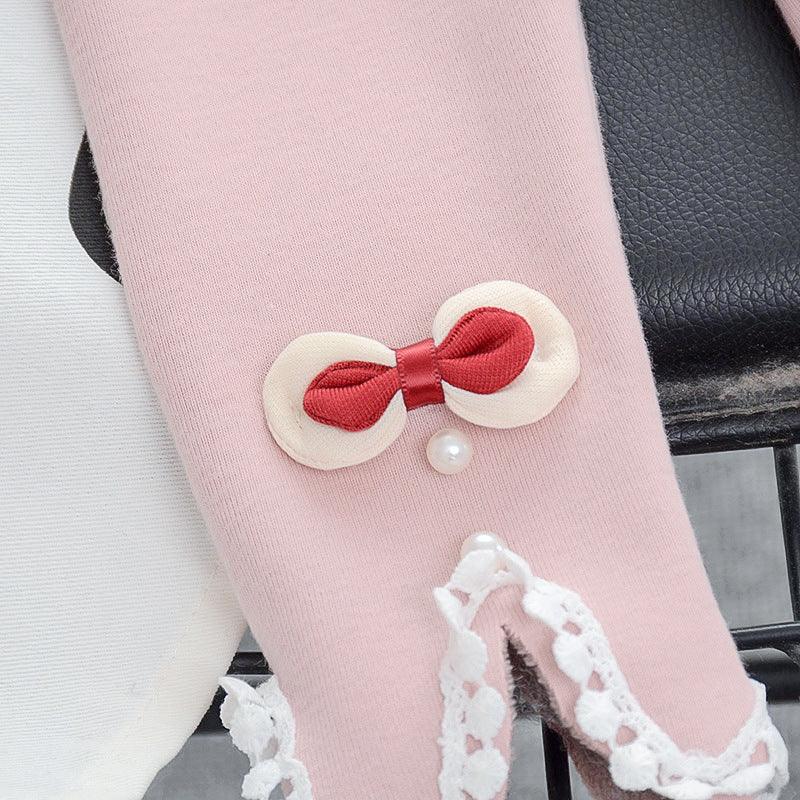 2021 Baby Girl Winter Organic Cotton Velvet Leggings New Baby Lace Princess Pants Elastic Pants Adjustable Wholesale - PrettyKid