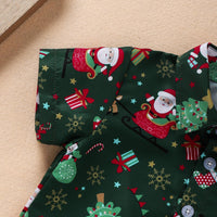 Toddler Kids Boys' Short Sleeve Christmas Printed Shirt Solid Shorts Christmas Suit - PrettyKid