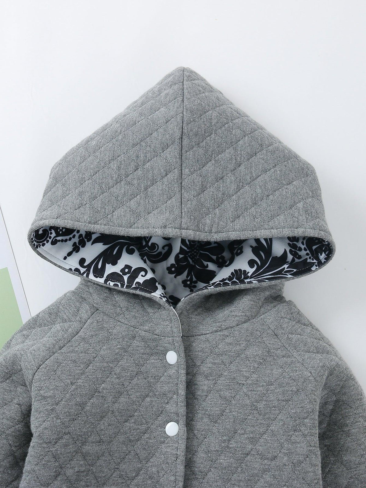 Toddler Boys Girls Solid Color Hooded Print Double-sided Hooded Button Cardigan Coat - PrettyKid