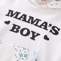 Toddler Boys Solid Color Cute Letter Printed Long Sleeve Hoodie - PrettyKid