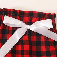 Baby Christmas Suit Letter Printed Jumpsuit Plaid Pants Bow Three Piece Set - PrettyKid