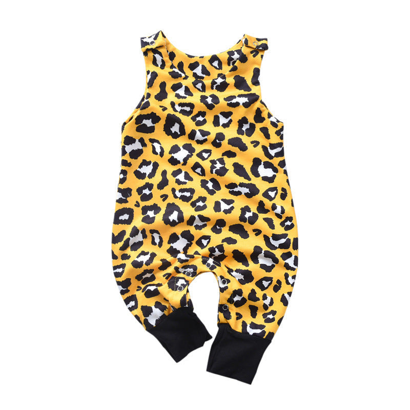Baby Boy Fox & Leopard Print Baby Sleeveless Jumpsuit - PrettyKid