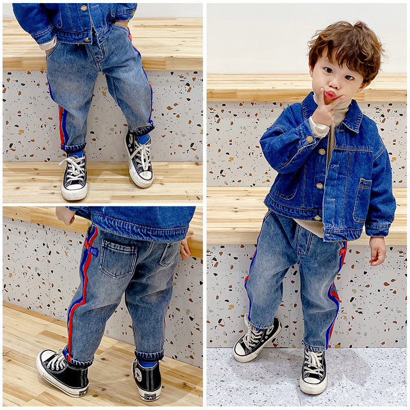 Toddler Kids Boys Autumn Winter Plush Thickened Jeans Wholesale Kids Jeans - PrettyKid