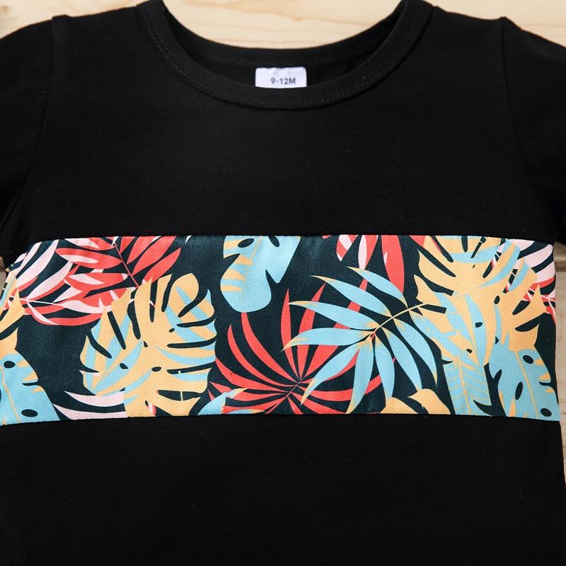 Grow Boy Splice Color Leaves T-shirt - PrettyKid