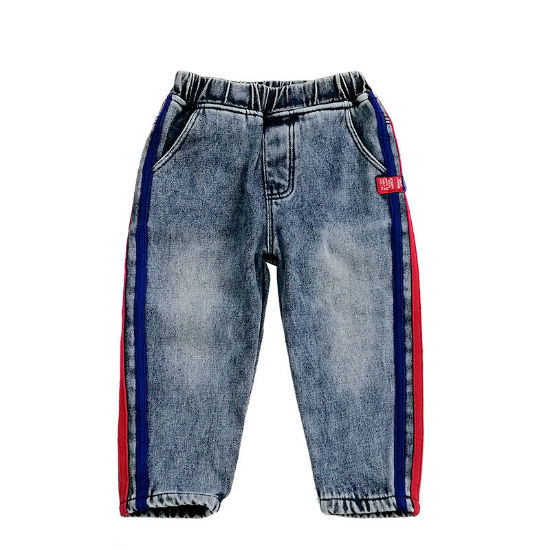 Toddler Kids Boys Autumn Winter Plush Thickened Jeans Wholesale Kids Jeans - PrettyKid