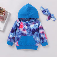 Toddler kids' tie-dyed long sleeve hooded sweater set 3-piece leisure suit - PrettyKid