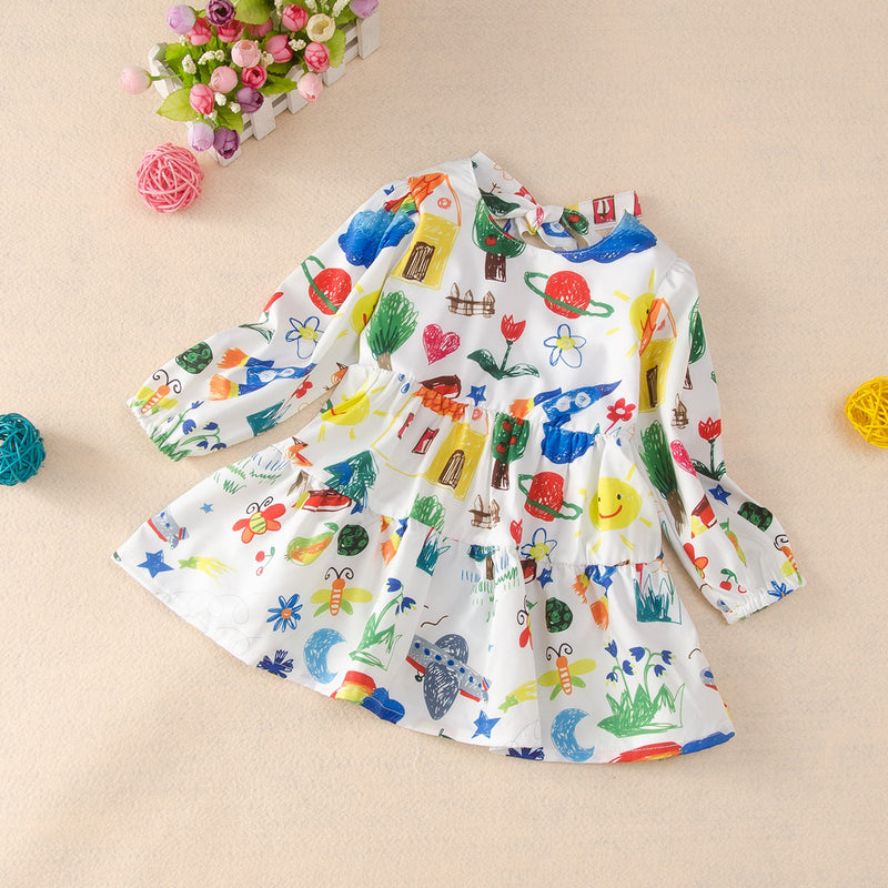 Toddler Girls' Long Sleeve Floral Dress - PrettyKid