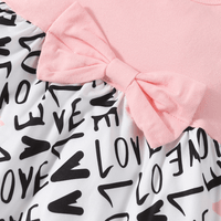 Toddler Girl Pink Long Sleeve Love Letter Bow Dress - PrettyKid