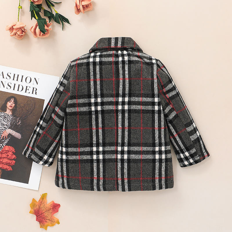 Baby Girls Plaid Lapel Jackets Wholesale Baby Clothing - PrettyKid