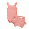 Baby Girl Solid Ribbed Bodysuit And Briefs Baby Outfit Sets - PrettyKid