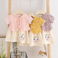 2-piece Cartoon Bunny Dress Set for Toddler Girl - PrettyKid