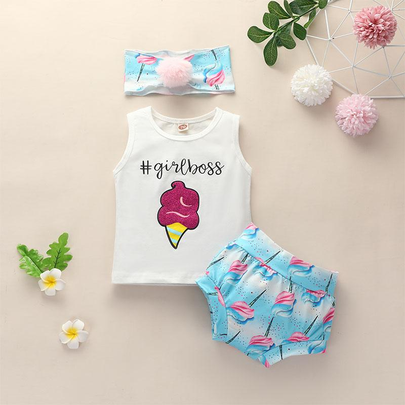 3-piece Vest & Headband & Flamingos Pattern Shorts for Baby Girl - PrettyKid