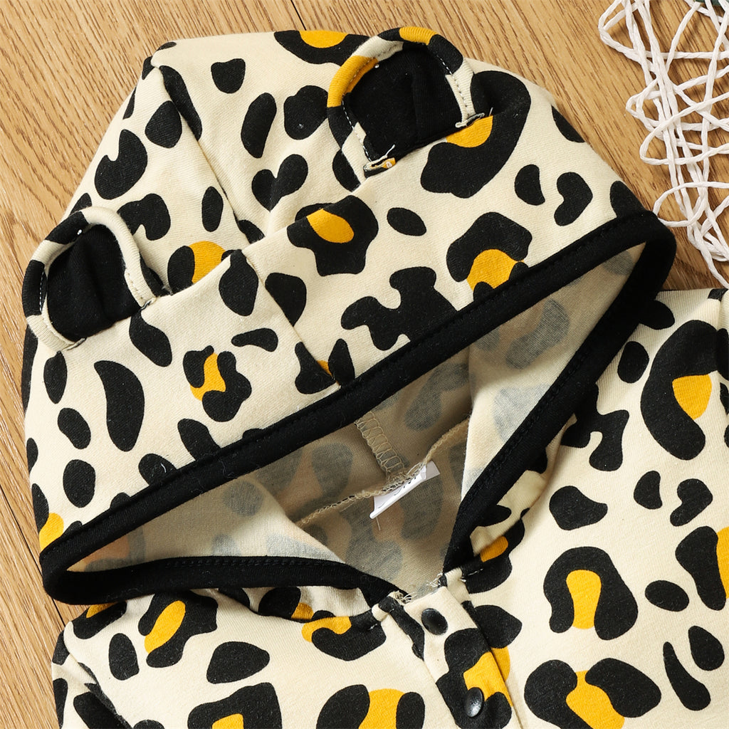 Baby Boys' Leopard Hooded Long Sleeve Jumpsuit - PrettyKid