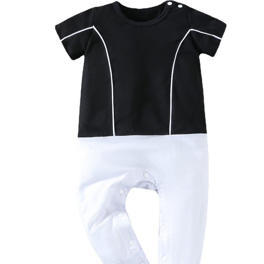 Black & White Colorblock Baby Jumpsuit Baby Clothes In Bulk - PrettyKid