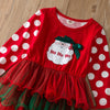 Toddler Kids Girls Christmas Printed Polka Dot Mesh Dress - PrettyKid
