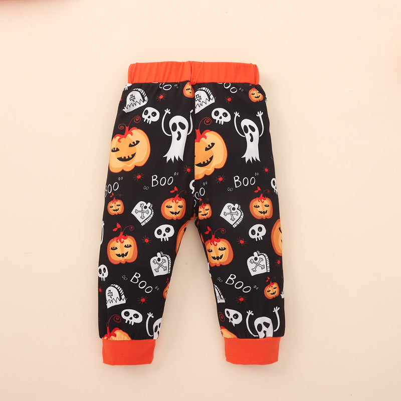 2 Pieces Set Baby Kid Girls Halloween Cartoon Print Hoodies Swearshirts And Pants - PrettyKid