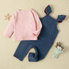 2 Pieces Set Baby Kid Unisex Letters Tops And Striped Jumpsuits - PrettyKid