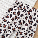 2 Pieces Set Baby Unisex Solid Color Tops And Leopard Pants - PrettyKid