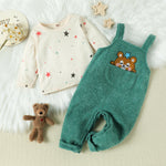 2 Pieces Set Baby Kid Unisex Star Tops And Cartoon Jumpsuits - PrettyKid