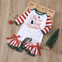 Baby Letter Printed Long Sleeve Jumpsuit Christmas Dress - PrettyKid