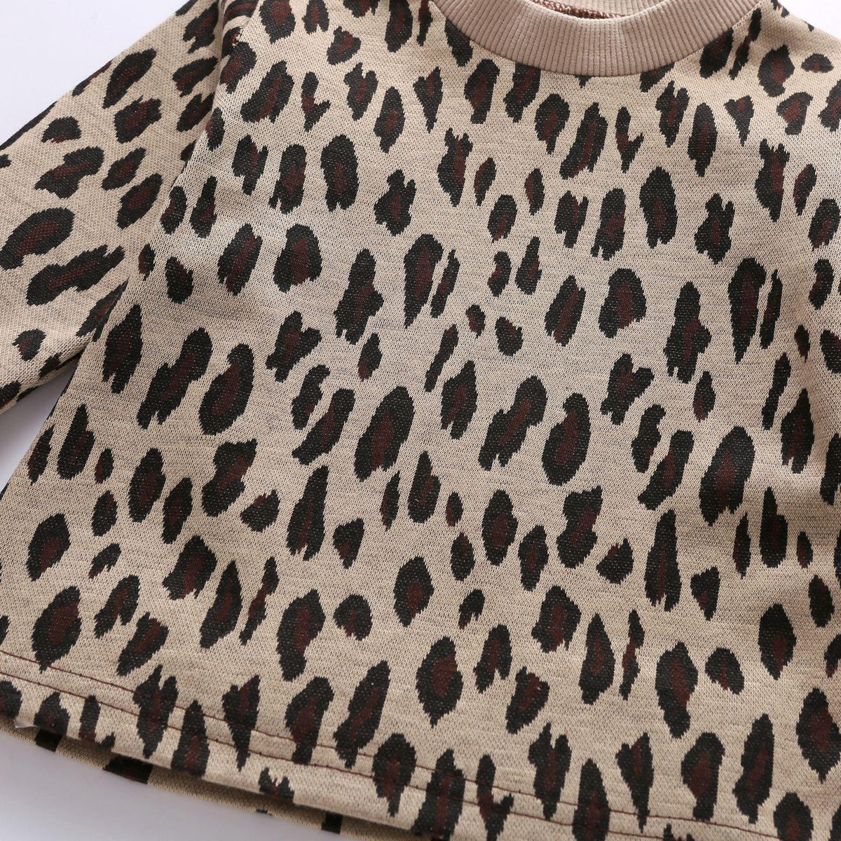 Toddler Kids Girls Leopard Print Round Neck Long Sleeve Top - PrettyKid