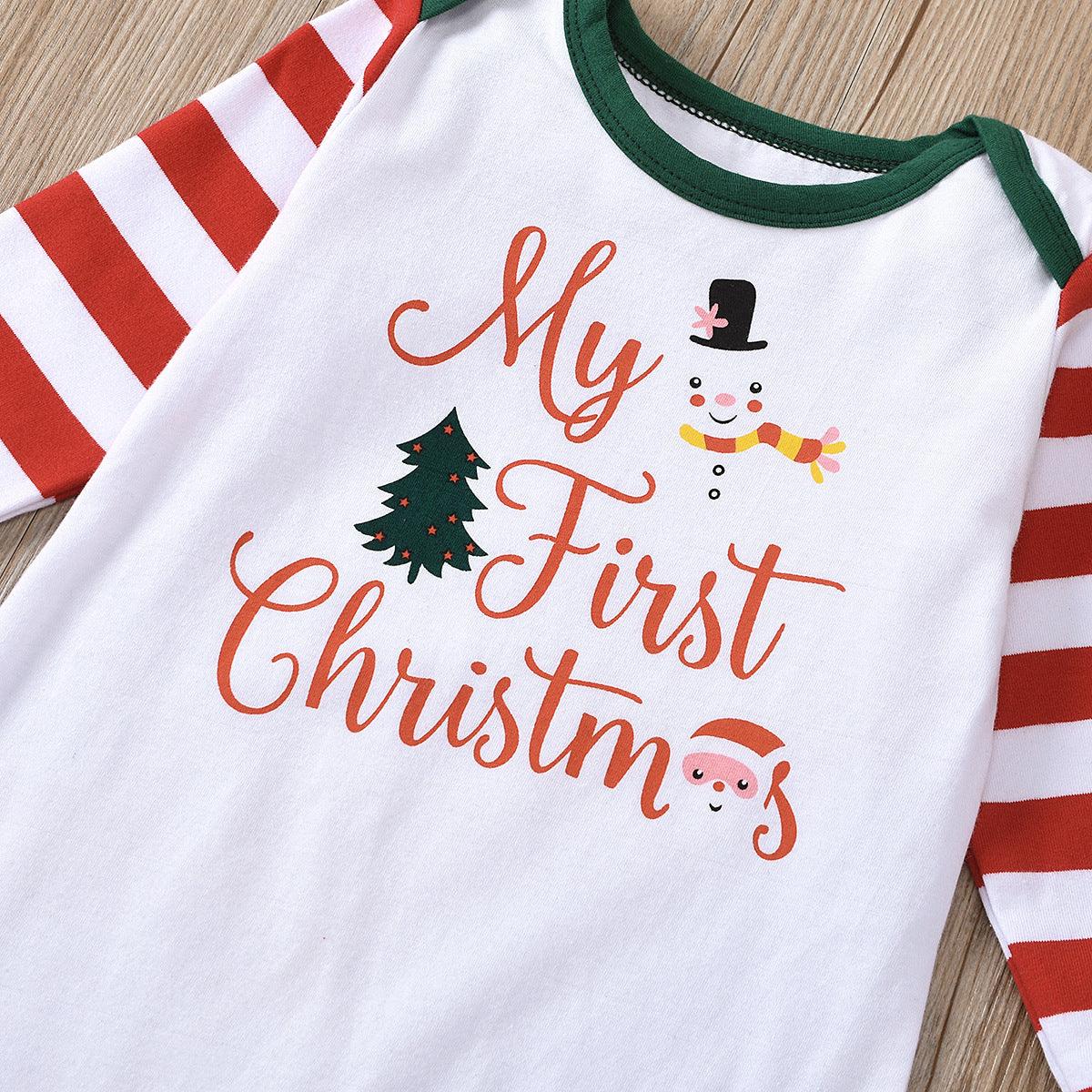 Baby Letter Printed Long Sleeve Jumpsuit Christmas Dress - PrettyKid