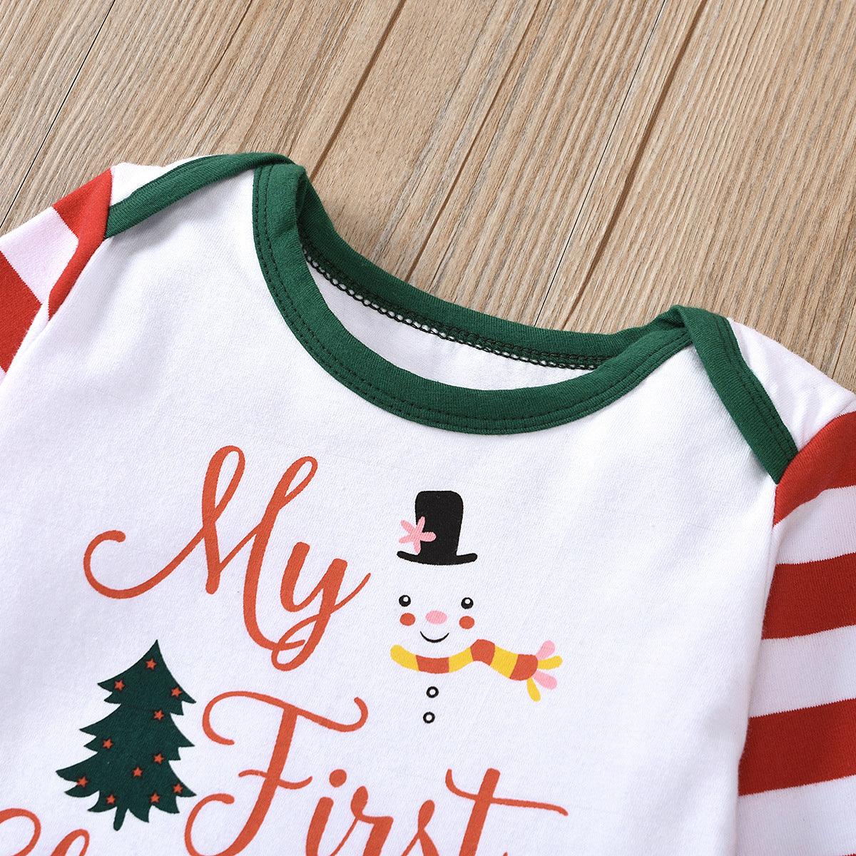 Baby Letter Printed Long Sleeve Jumpsuit Christmas Dress - PrettyKid