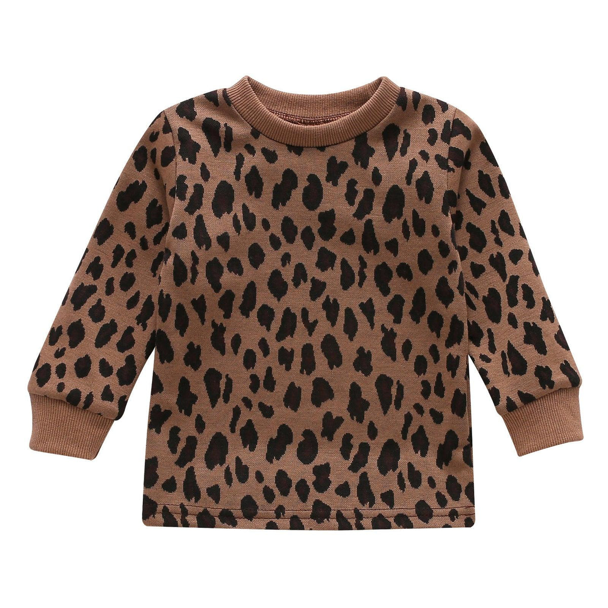 Toddler Kids Girls Leopard Print Round Neck Long Sleeve Top - PrettyKid