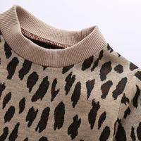 Toddler Kids Girls Leopard Print Round Neck Long Sleeve Top - PrettyKid