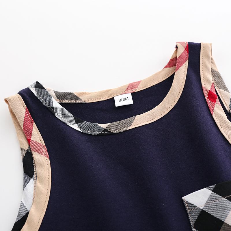 Plaid Sleeveless Bodysuit for Baby Children's clothing wholesale - PrettyKid
