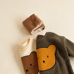 Toddler Boys Girls Cute Plush Bear Solid Color Soft Sweater - PrettyKid